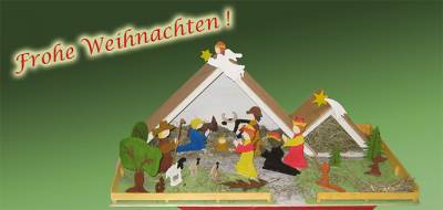 Das Foto zeigt die neue Weihnachtskrippe des Kindergarten Alte Rothe. In langer Arbeit haben die Kinder die Figuren ausgesgt, bemalt und die Krippe gestaltet. Sie wurden dabei von unserem Ratsmitglied Horst Flter ehrenamtlich angeleitet. Schn, dass die Generationen so gut zusammenarbeiten knnen!
